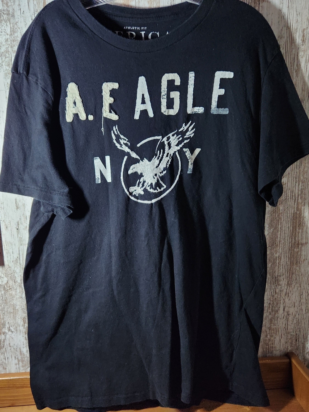 Vintage American Eagle NY Distressed Faded Black Graphic Tee – Y2K Grunge
